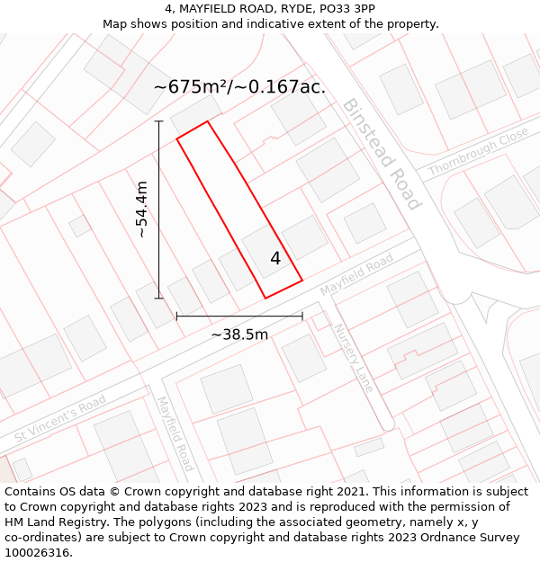 4, MAYFIELD ROAD, RYDE, PO33 3PP: Plot and title map