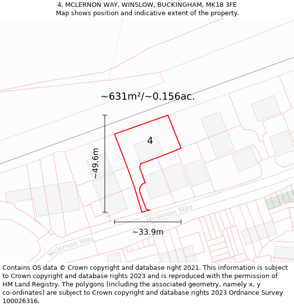 4, MCLERNON WAY, WINSLOW, BUCKINGHAM, MK18 3FE: Plot and title map