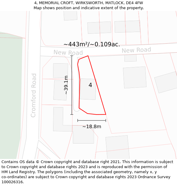 4, MEMORIAL CROFT, WIRKSWORTH, MATLOCK, DE4 4FW: Plot and title map