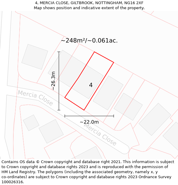 4, MERCIA CLOSE, GILTBROOK, NOTTINGHAM, NG16 2XF: Plot and title map