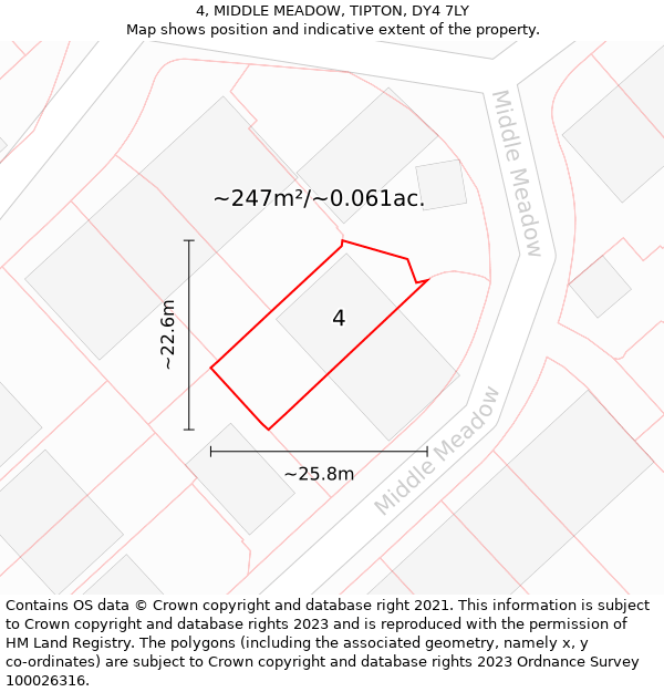 4, MIDDLE MEADOW, TIPTON, DY4 7LY: Plot and title map