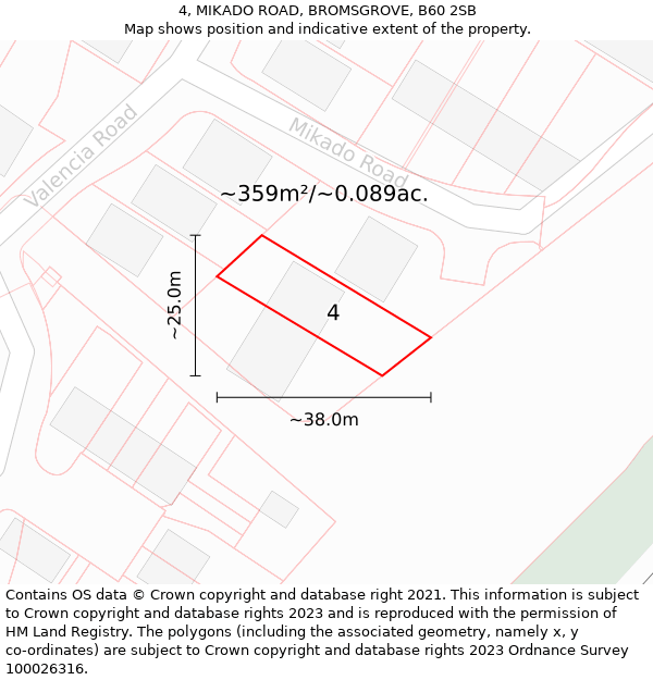 4, MIKADO ROAD, BROMSGROVE, B60 2SB: Plot and title map