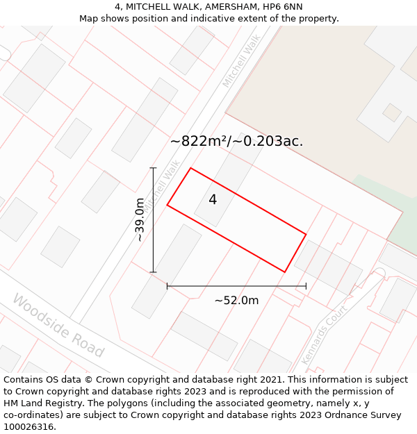 4, MITCHELL WALK, AMERSHAM, HP6 6NN: Plot and title map