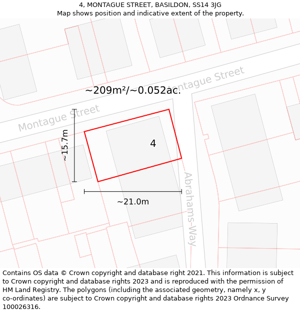 4, MONTAGUE STREET, BASILDON, SS14 3JG: Plot and title map