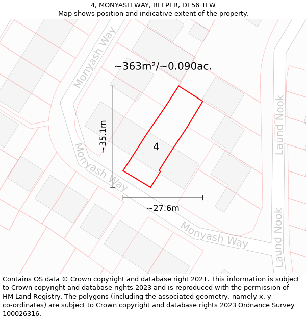 4, MONYASH WAY, BELPER, DE56 1FW: Plot and title map