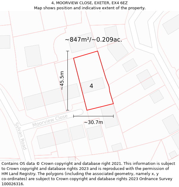 4, MOORVIEW CLOSE, EXETER, EX4 6EZ: Plot and title map