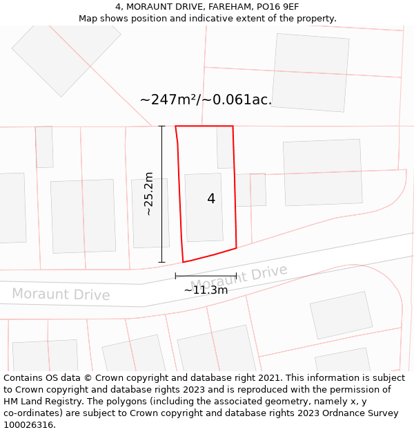 4, MORAUNT DRIVE, FAREHAM, PO16 9EF: Plot and title map