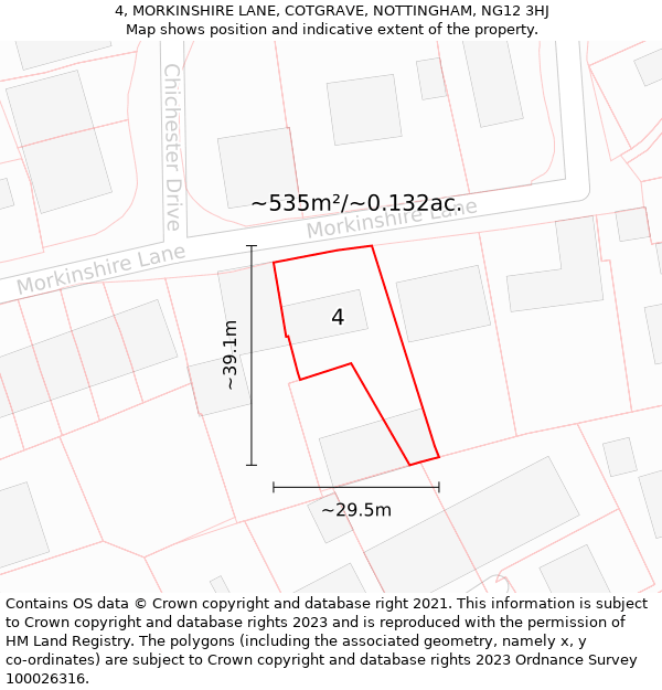 4, MORKINSHIRE LANE, COTGRAVE, NOTTINGHAM, NG12 3HJ: Plot and title map