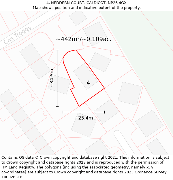 4, NEDDERN COURT, CALDICOT, NP26 4GX: Plot and title map