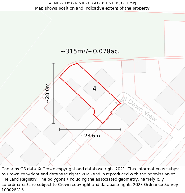 4, NEW DAWN VIEW, GLOUCESTER, GL1 5PJ: Plot and title map