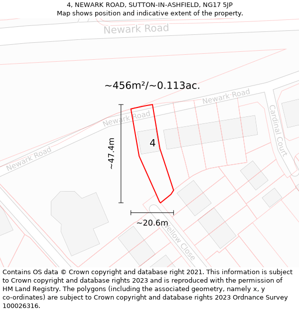 4, NEWARK ROAD, SUTTON-IN-ASHFIELD, NG17 5JP: Plot and title map