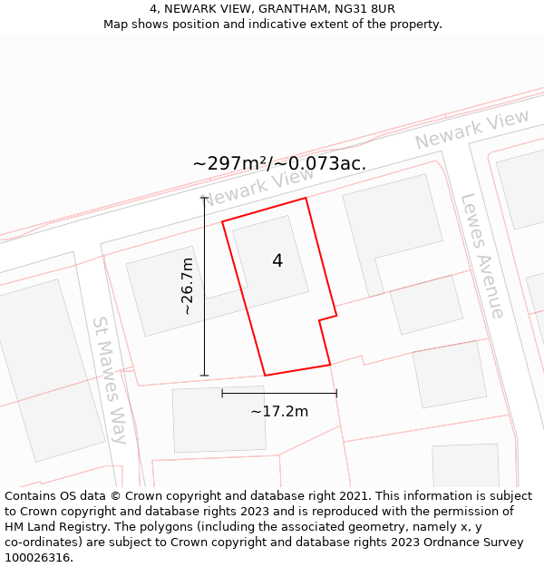 4, NEWARK VIEW, GRANTHAM, NG31 8UR: Plot and title map