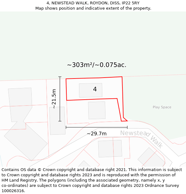 4, NEWSTEAD WALK, ROYDON, DISS, IP22 5RY: Plot and title map