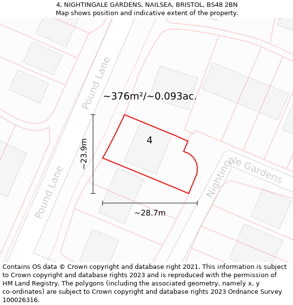 4, NIGHTINGALE GARDENS, NAILSEA, BRISTOL, BS48 2BN: Plot and title map