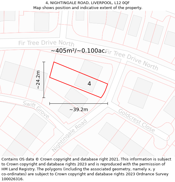 4, NIGHTINGALE ROAD, LIVERPOOL, L12 0QF: Plot and title map