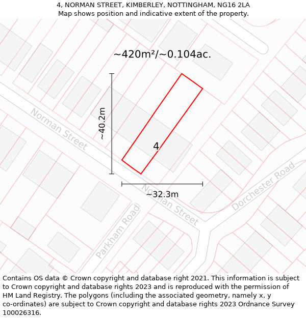 4, NORMAN STREET, KIMBERLEY, NOTTINGHAM, NG16 2LA: Plot and title map