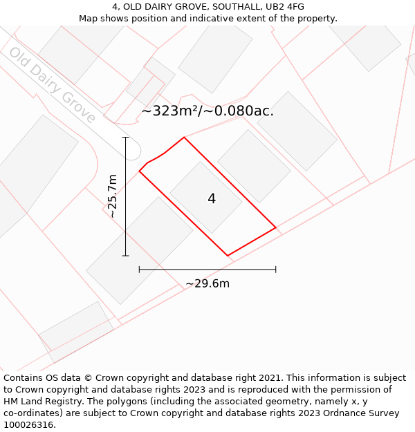 4, OLD DAIRY GROVE, SOUTHALL, UB2 4FG: Plot and title map