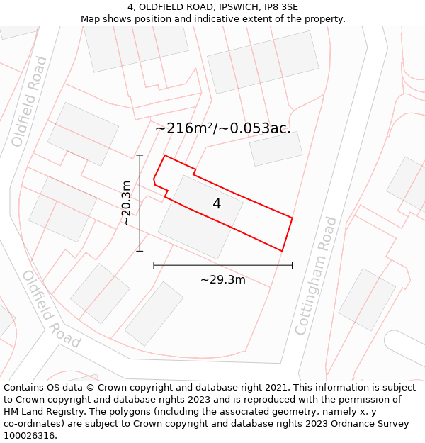 4, OLDFIELD ROAD, IPSWICH, IP8 3SE: Plot and title map