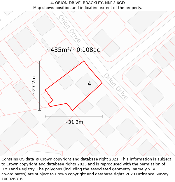 4, ORION DRIVE, BRACKLEY, NN13 6GD: Plot and title map