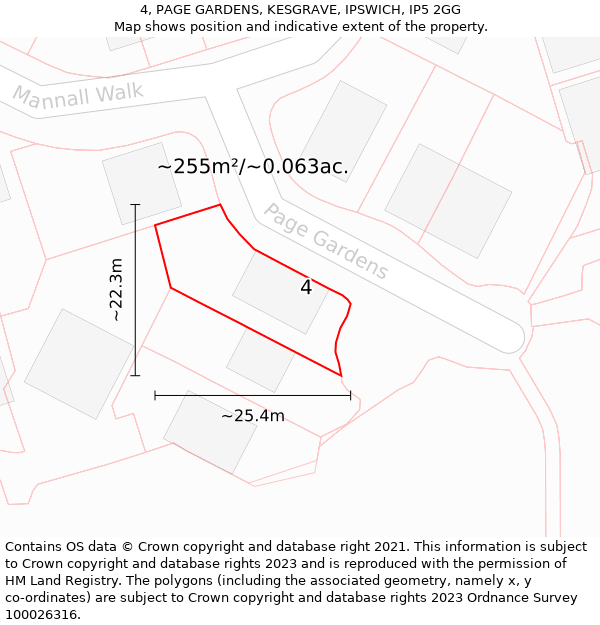 4, PAGE GARDENS, KESGRAVE, IPSWICH, IP5 2GG: Plot and title map