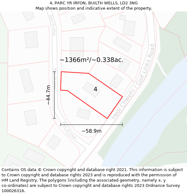 4, PARC YR IRFON, BUILTH WELLS, LD2 3NG: Plot and title map