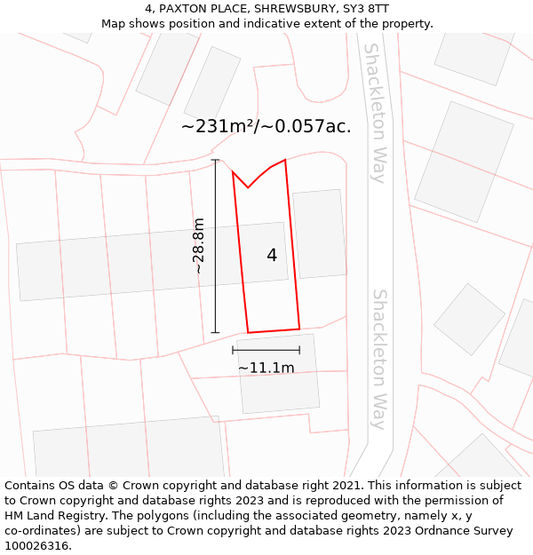 4, PAXTON PLACE, SHREWSBURY, SY3 8TT: Plot and title map