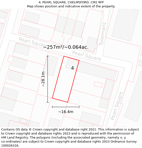 4, PEARL SQUARE, CHELMSFORD, CM2 9FP: Plot and title map