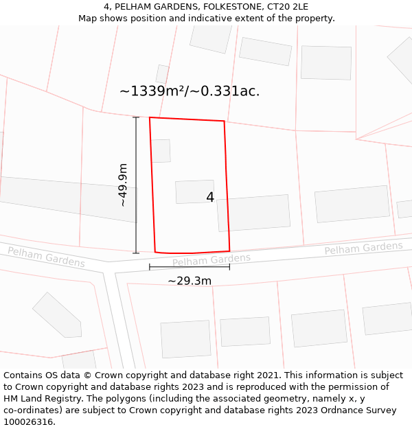 4, PELHAM GARDENS, FOLKESTONE, CT20 2LE: Plot and title map