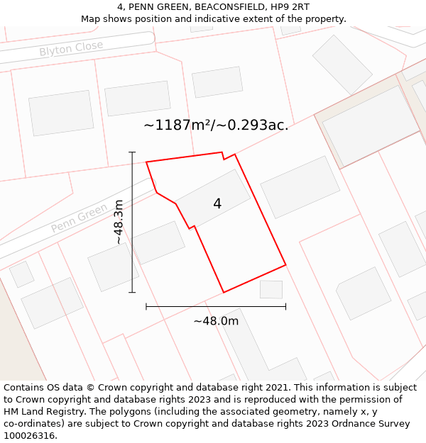 4, PENN GREEN, BEACONSFIELD, HP9 2RT: Plot and title map