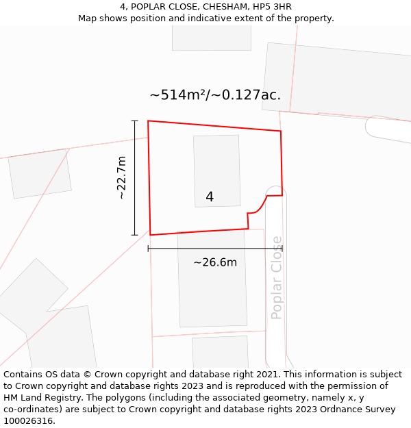 4, POPLAR CLOSE, CHESHAM, HP5 3HR: Plot and title map