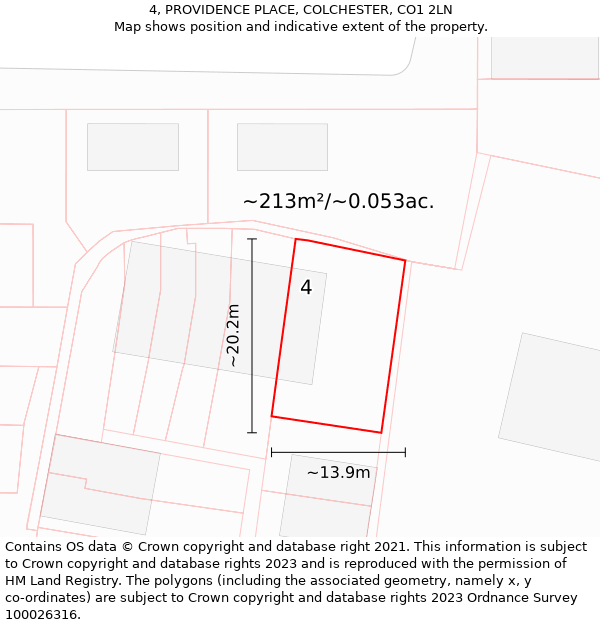 4, PROVIDENCE PLACE, COLCHESTER, CO1 2LN: Plot and title map