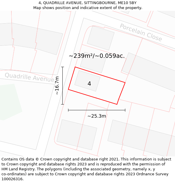 4, QUADRILLE AVENUE, SITTINGBOURNE, ME10 5BY: Plot and title map