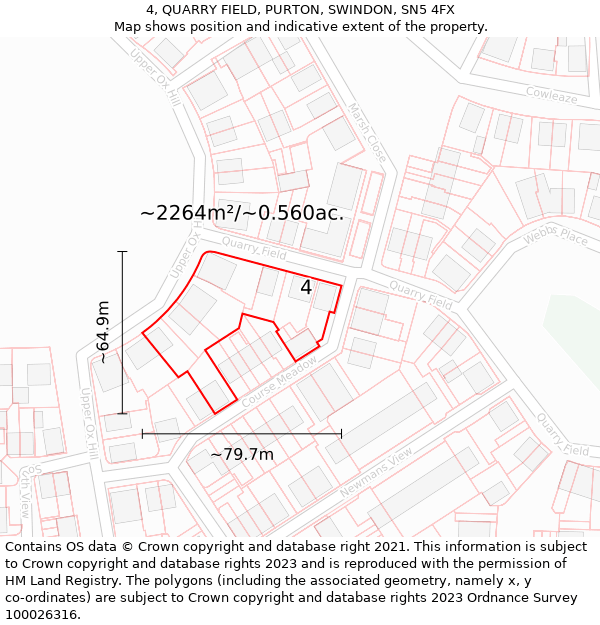 4, QUARRY FIELD, PURTON, SWINDON, SN5 4FX: Plot and title map