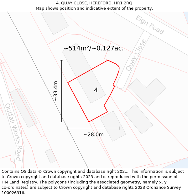 4, QUAY CLOSE, HEREFORD, HR1 2RQ: Plot and title map