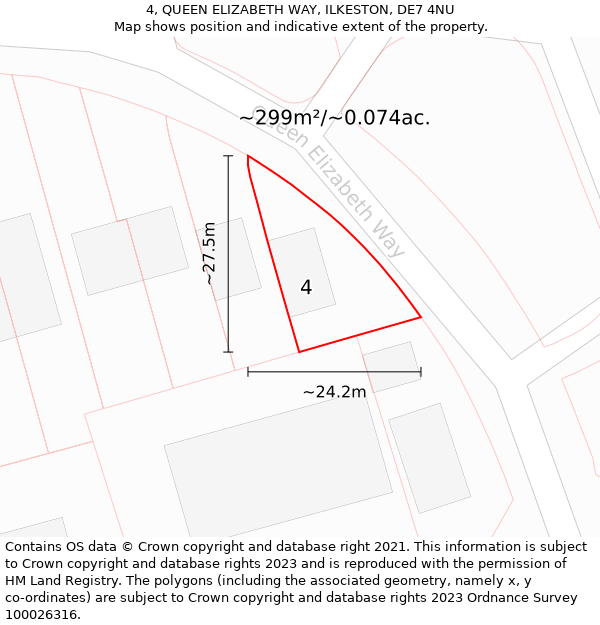 4, QUEEN ELIZABETH WAY, ILKESTON, DE7 4NU: Plot and title map