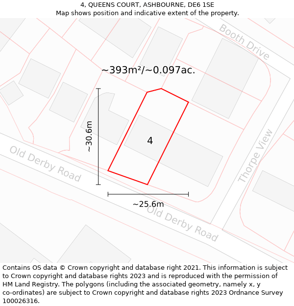 4, QUEENS COURT, ASHBOURNE, DE6 1SE: Plot and title map