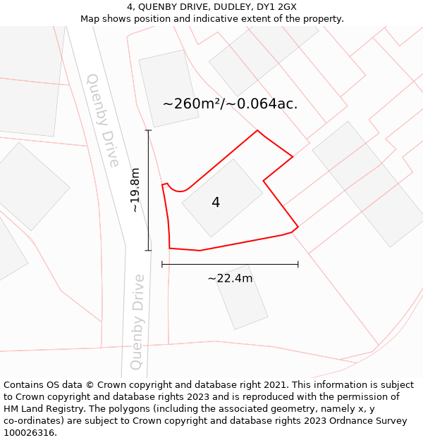 4, QUENBY DRIVE, DUDLEY, DY1 2GX: Plot and title map