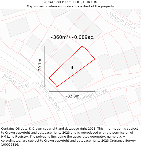 4, RALEIGH DRIVE, HULL, HU9 1UN: Plot and title map