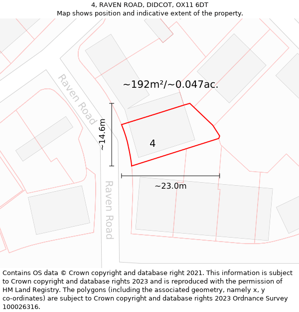 4, RAVEN ROAD, DIDCOT, OX11 6DT: Plot and title map