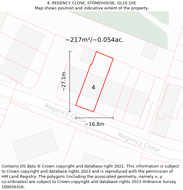 4, REGENCY CLOSE, STONEHOUSE, GL10 2AE: Plot and title map