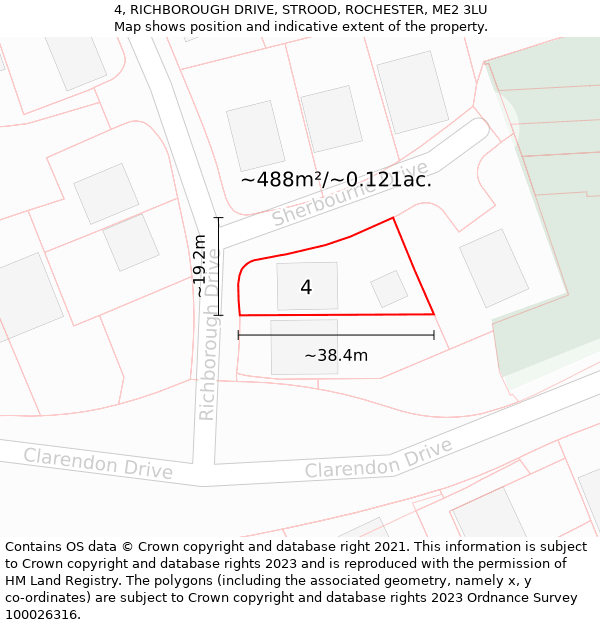 4, RICHBOROUGH DRIVE, STROOD, ROCHESTER, ME2 3LU: Plot and title map