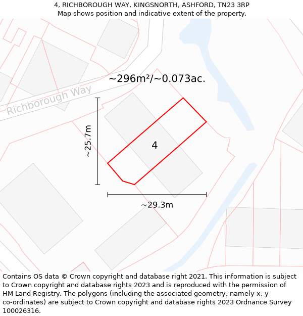 4, RICHBOROUGH WAY, KINGSNORTH, ASHFORD, TN23 3RP: Plot and title map