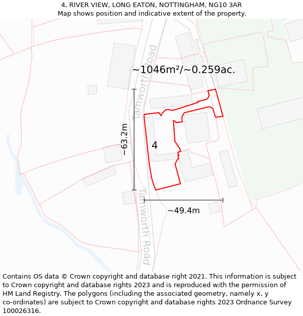 4, RIVER VIEW, LONG EATON, NOTTINGHAM, NG10 3AR: Plot and title map