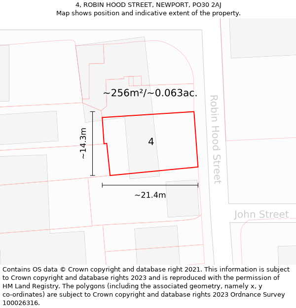 4, ROBIN HOOD STREET, NEWPORT, PO30 2AJ: Plot and title map