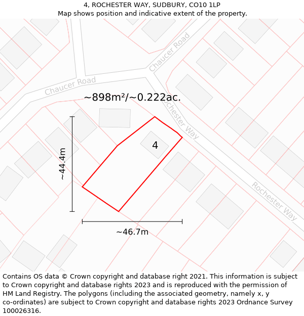 4, ROCHESTER WAY, SUDBURY, CO10 1LP: Plot and title map