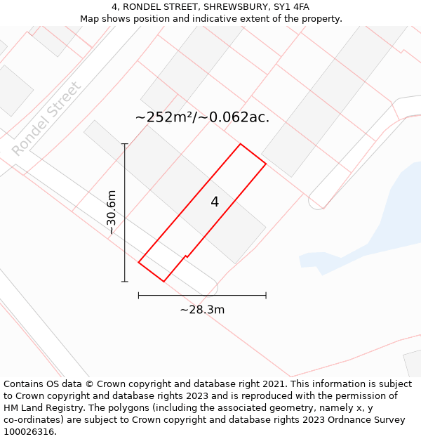 4, RONDEL STREET, SHREWSBURY, SY1 4FA: Plot and title map