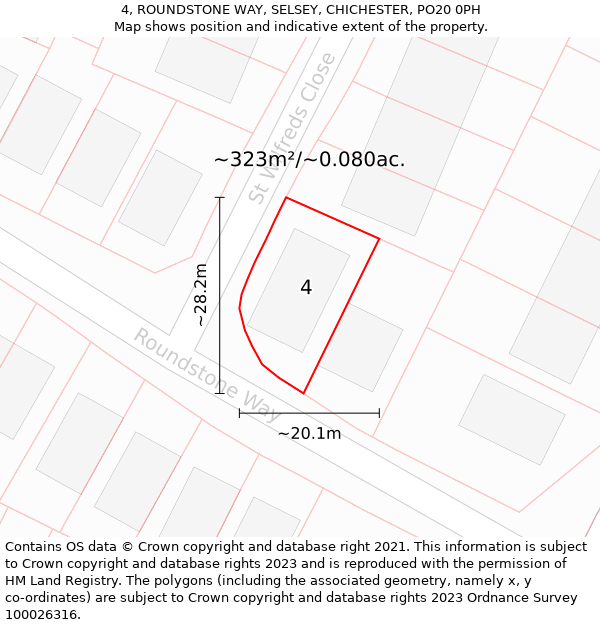 4, ROUNDSTONE WAY, SELSEY, CHICHESTER, PO20 0PH: Plot and title map