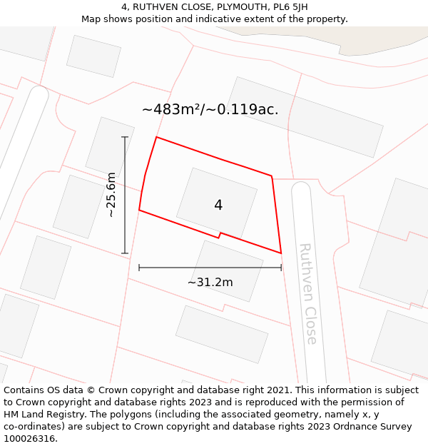 4, RUTHVEN CLOSE, PLYMOUTH, PL6 5JH: Plot and title map