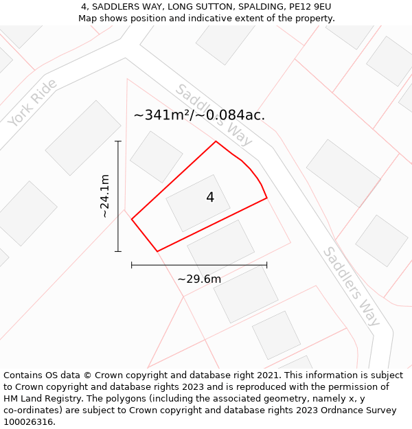 4, SADDLERS WAY, LONG SUTTON, SPALDING, PE12 9EU: Plot and title map