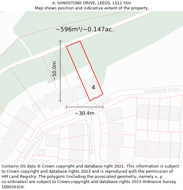 4, SANDSTONE DRIVE, LEEDS, LS12 5SU: Plot and title map